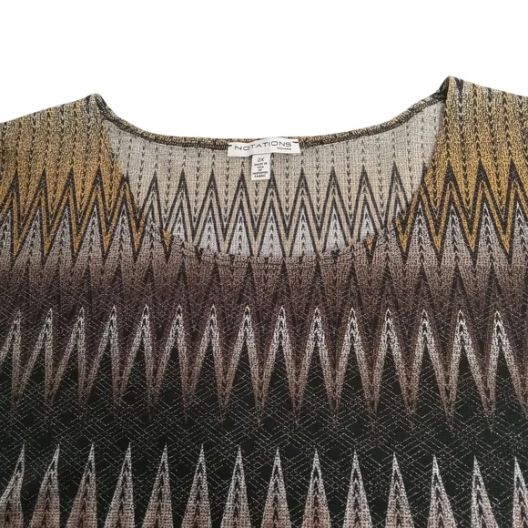 NOTATIONS WOMEN‎ SHORT SLEEVE PULLOVER TOP 2X NWT BROWN AND TAN - Picture 7 of 10